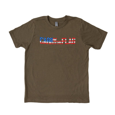 Youth Carry The Flag T-Shirt - Military Green - Carry The Load Shop